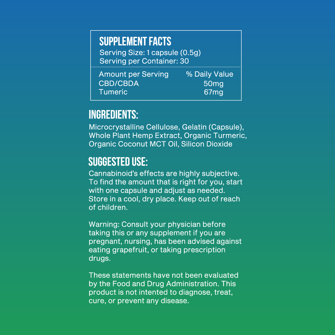 Raw Spectrum 1500mg CBD/CBDA Capsules with Turmeric