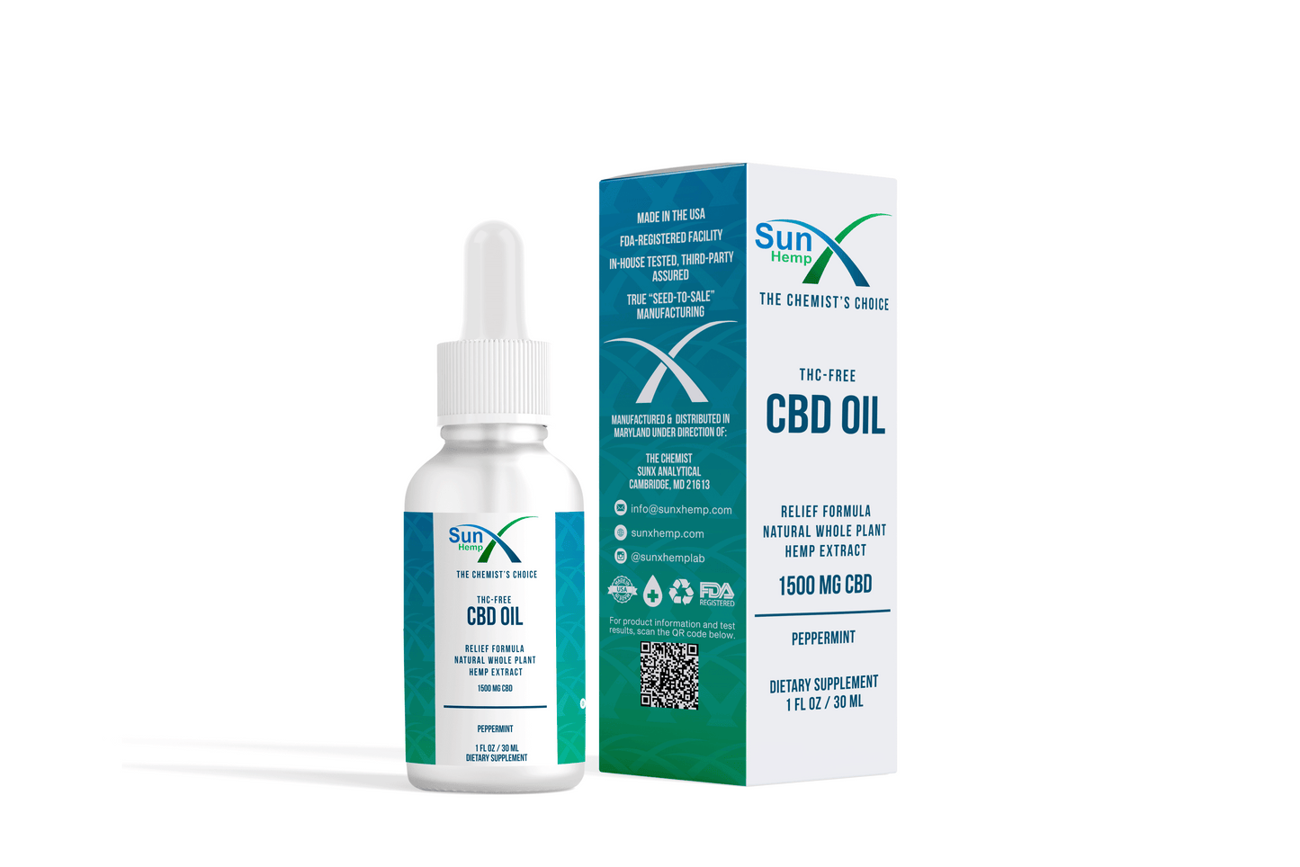 THC Free 1500mg CBD oil (Peppermint)